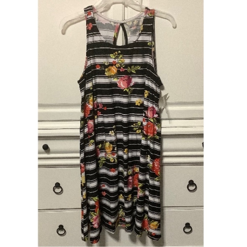 NWT ladies sleeveless stretch dress multicolored with stripes